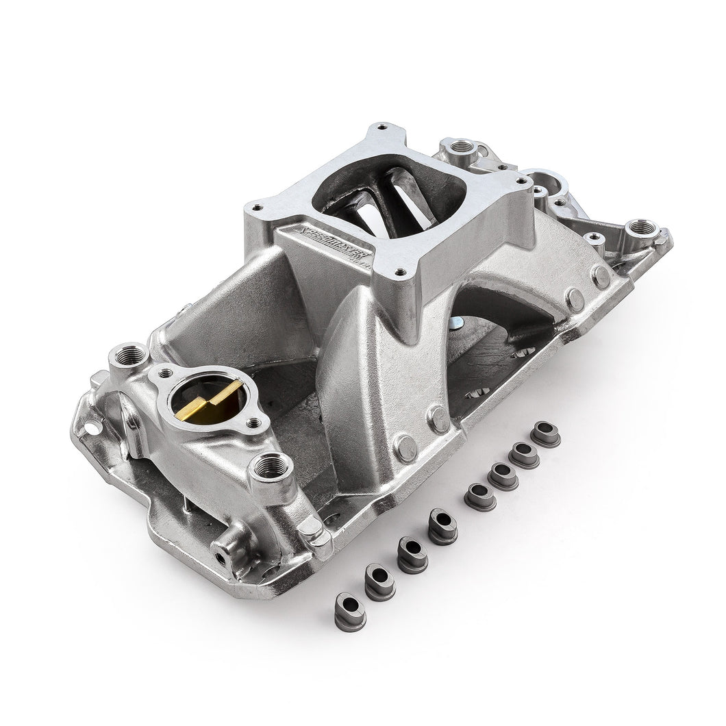 Chevy SBC 350 1957-95 HiRise Aluminum Intake Manifold [Polished]