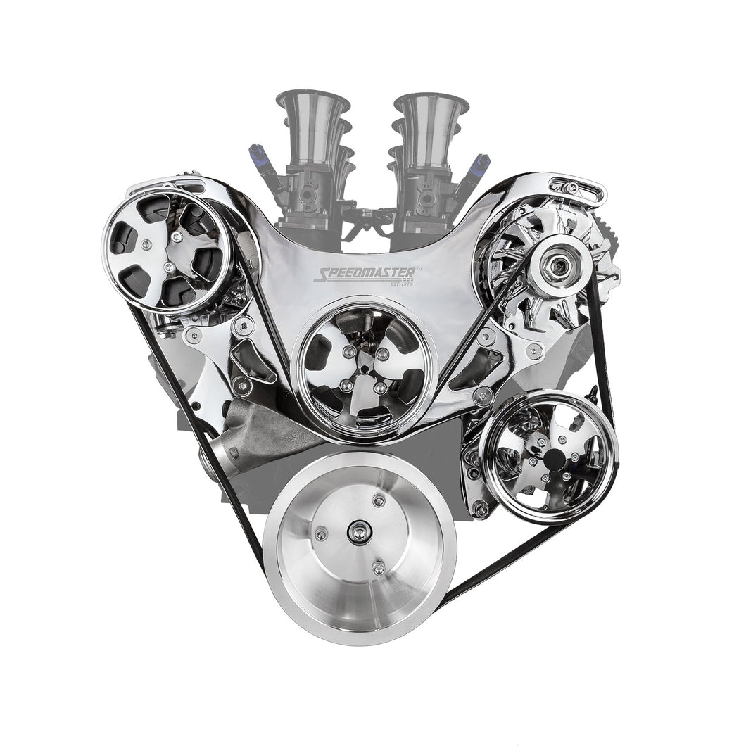Chevy BBC 454 Aluminum Complete Serpentine Belt Drive System Kit [Polished]