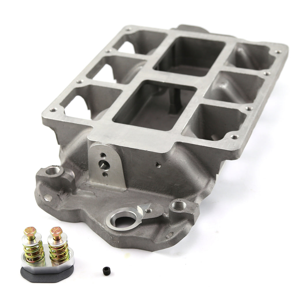 Chevy SBC 350 6-71 8-71 Supercharger Aluminum Intake Manifold [Satin]