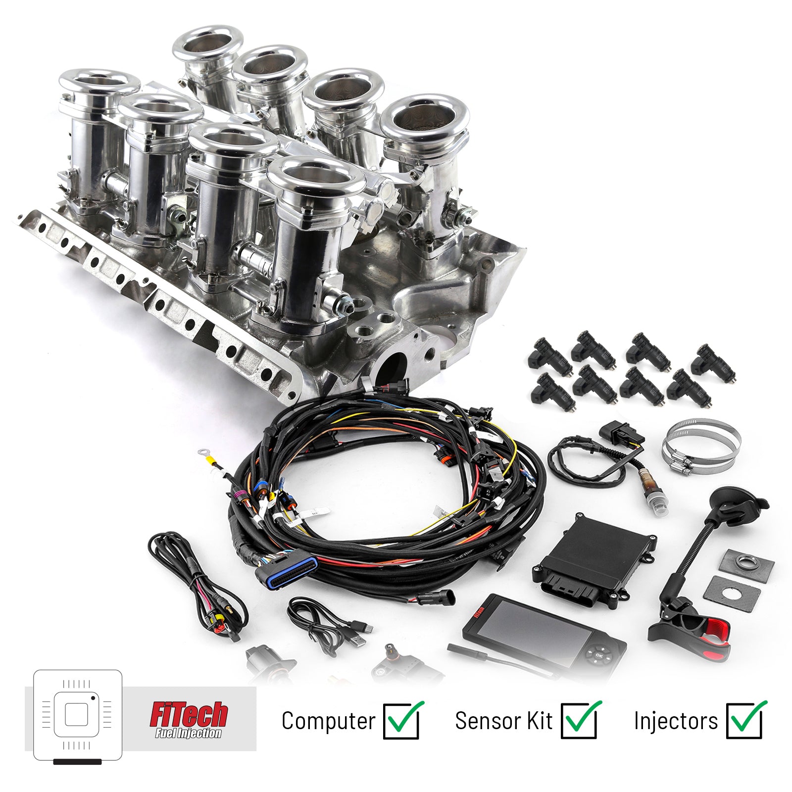 Fe Car Injection Ford FE 390 427 428 Downdraft + FiTech Ultra EFI Fuel Injection System ...