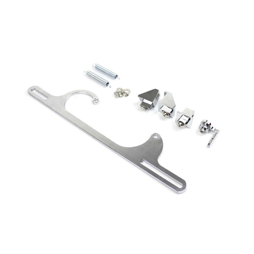 Carburetor Throttle Cable Bracket Kit w/ Return Springs - Billet Chrome