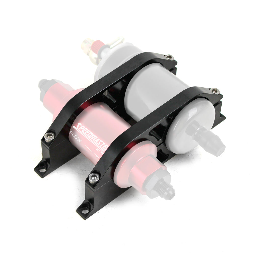 044 EFI Fuel Pump & Filter Dual Mounting Bracket Set Black Anodized Aluminum