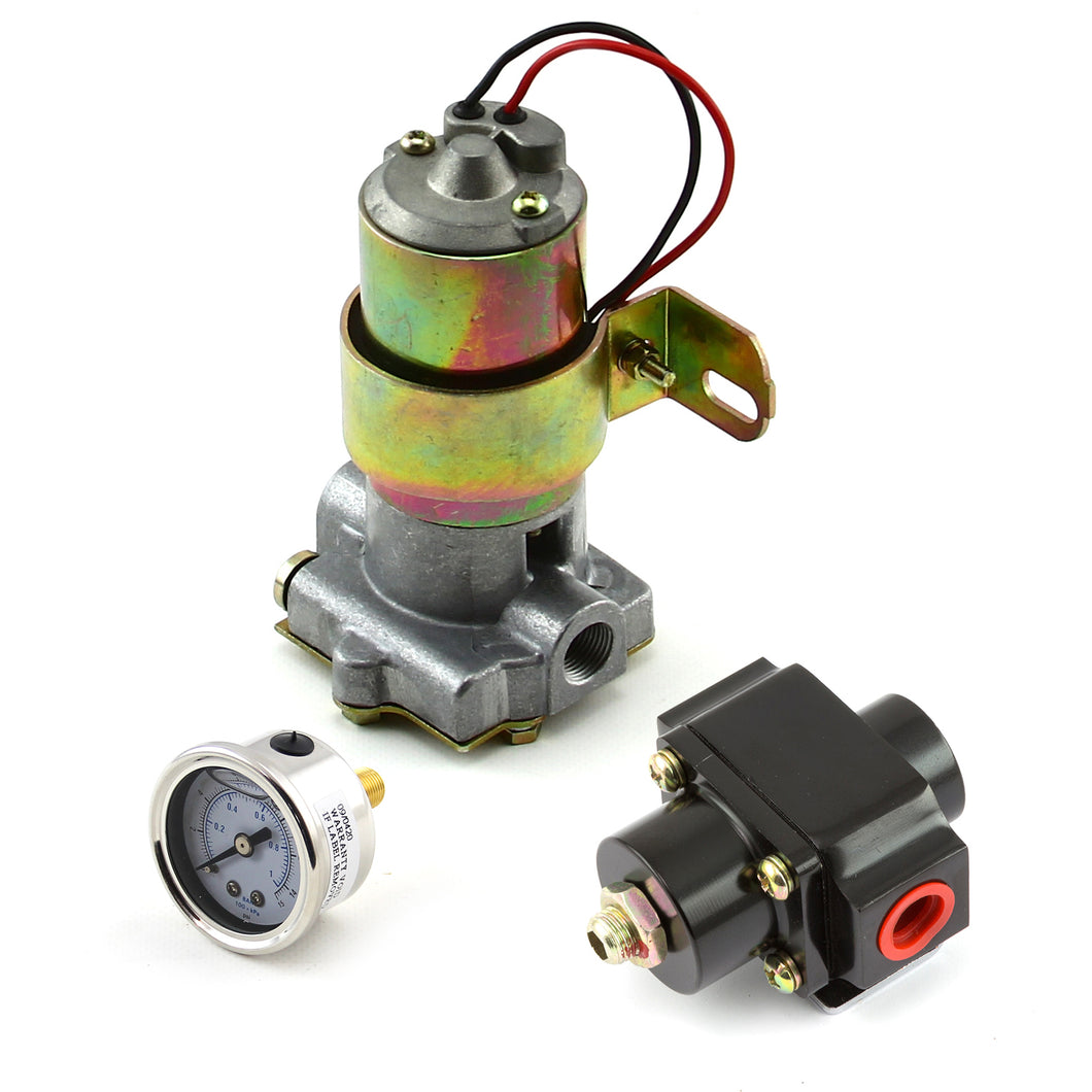 140 Gph Universal Electric Fuel Pump Black Regulator & Gauge Combo Kit