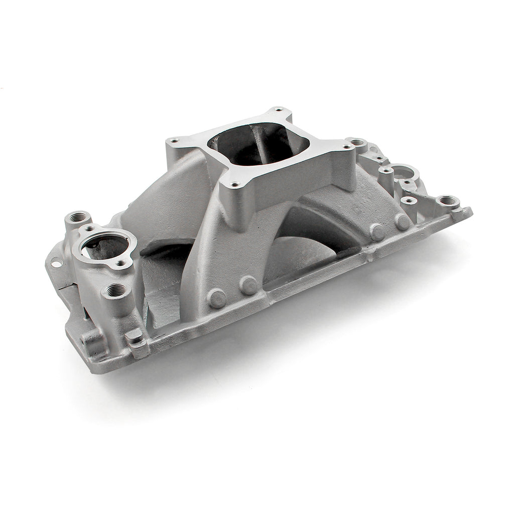 Chevy SBC 350 Shootout +Plus 1957-95 High Rise Intake Manifold Satin