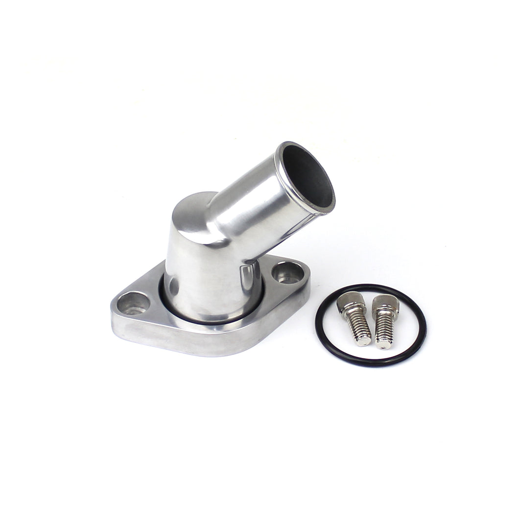 Chevy SBC 350 45 Degree Swivel Aluminum Thermostat Housing Water Neck Polished