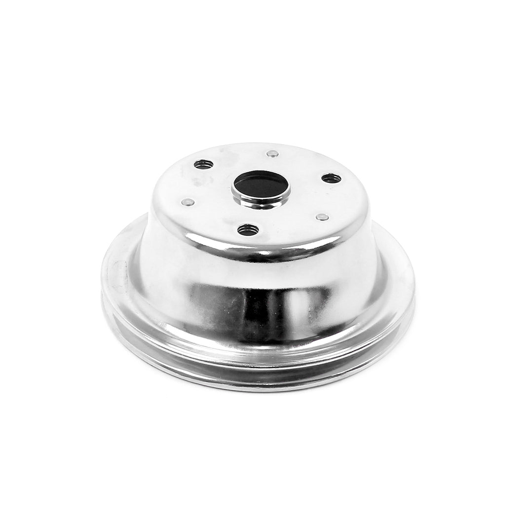 Chevy SBC 350 Steel Long Water Pump Lwp 1 Groove Crank Pulley Chrome