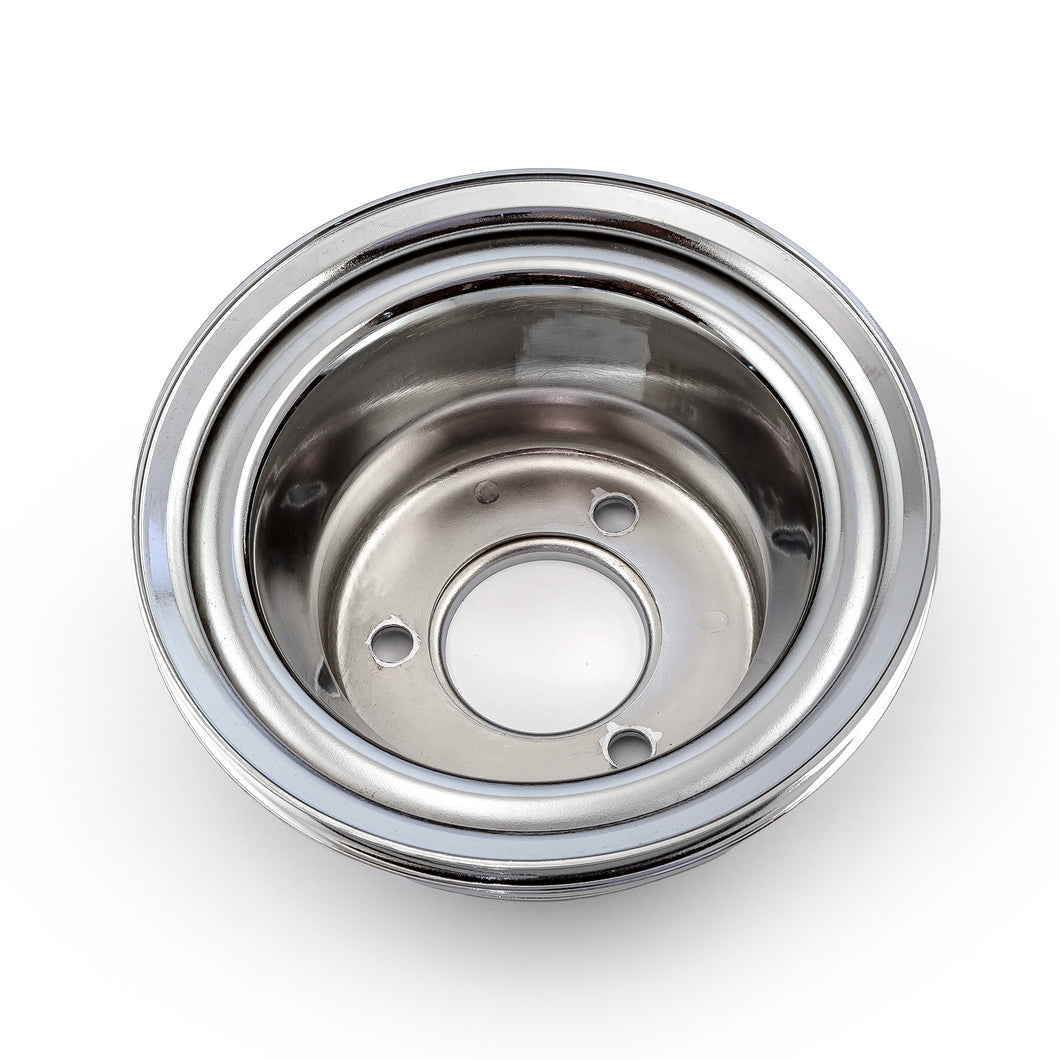 Chevy BBC 454 Steel Long Water Pump Lwp 3 Groove Crank Pulley Chrome