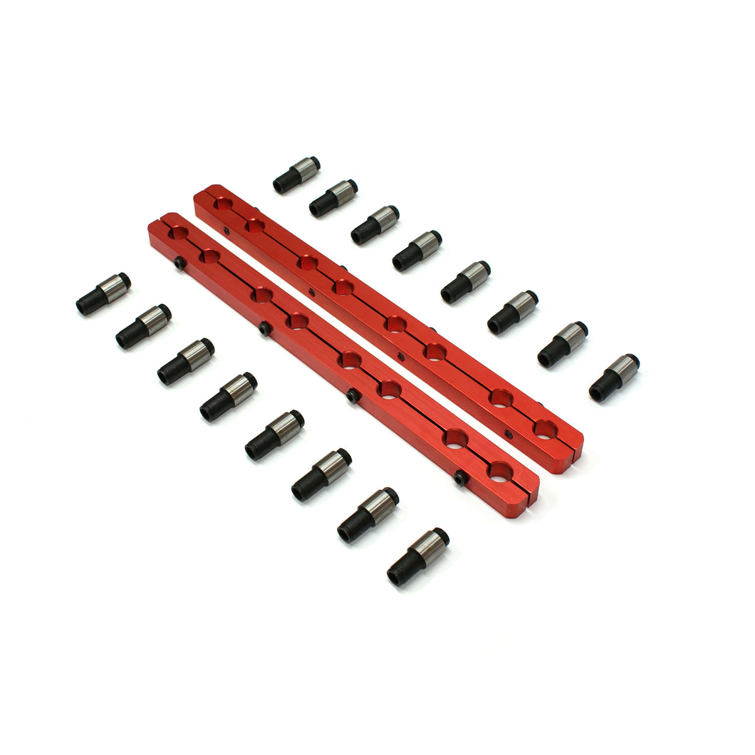 Chevy SBC 350 Rocker Stud Girdle Kit Red With 7/16