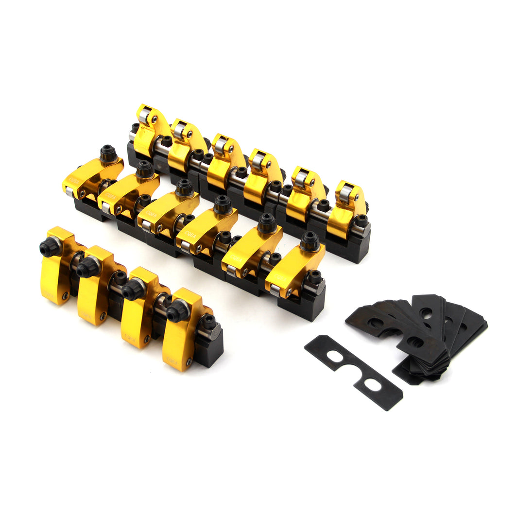 Chevy SBC 350 1.6 Ratio Alum. Shaft Mount Roller Rocker Arm Set (Zero Offset)