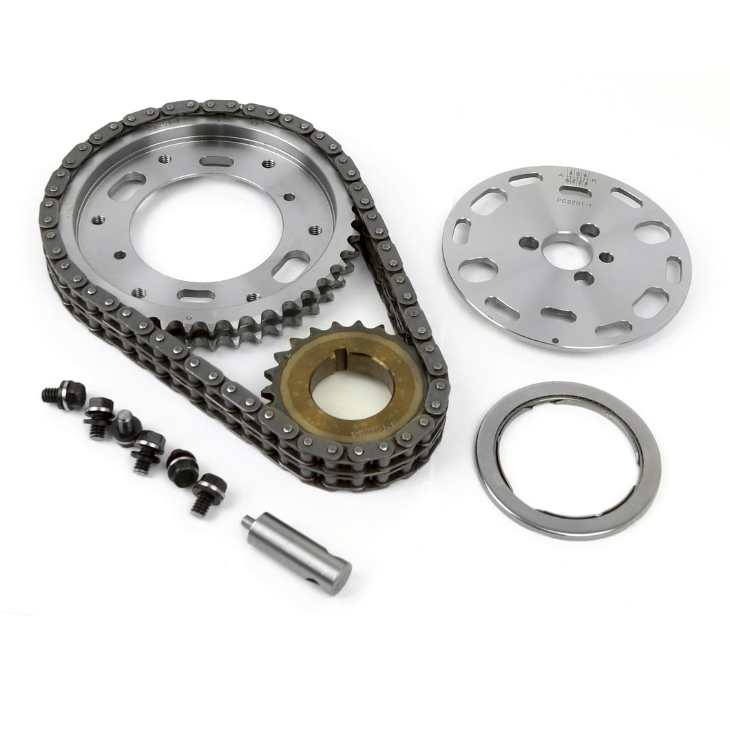 Chevy BBC 454 Double Roller 2pc Adj Billet Steel Timing Chain Kit