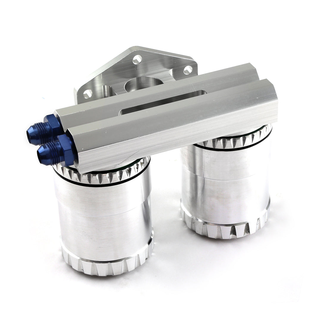 Billet Aluminum Dual Oil Filter Relocation Kit with Reusable Filters