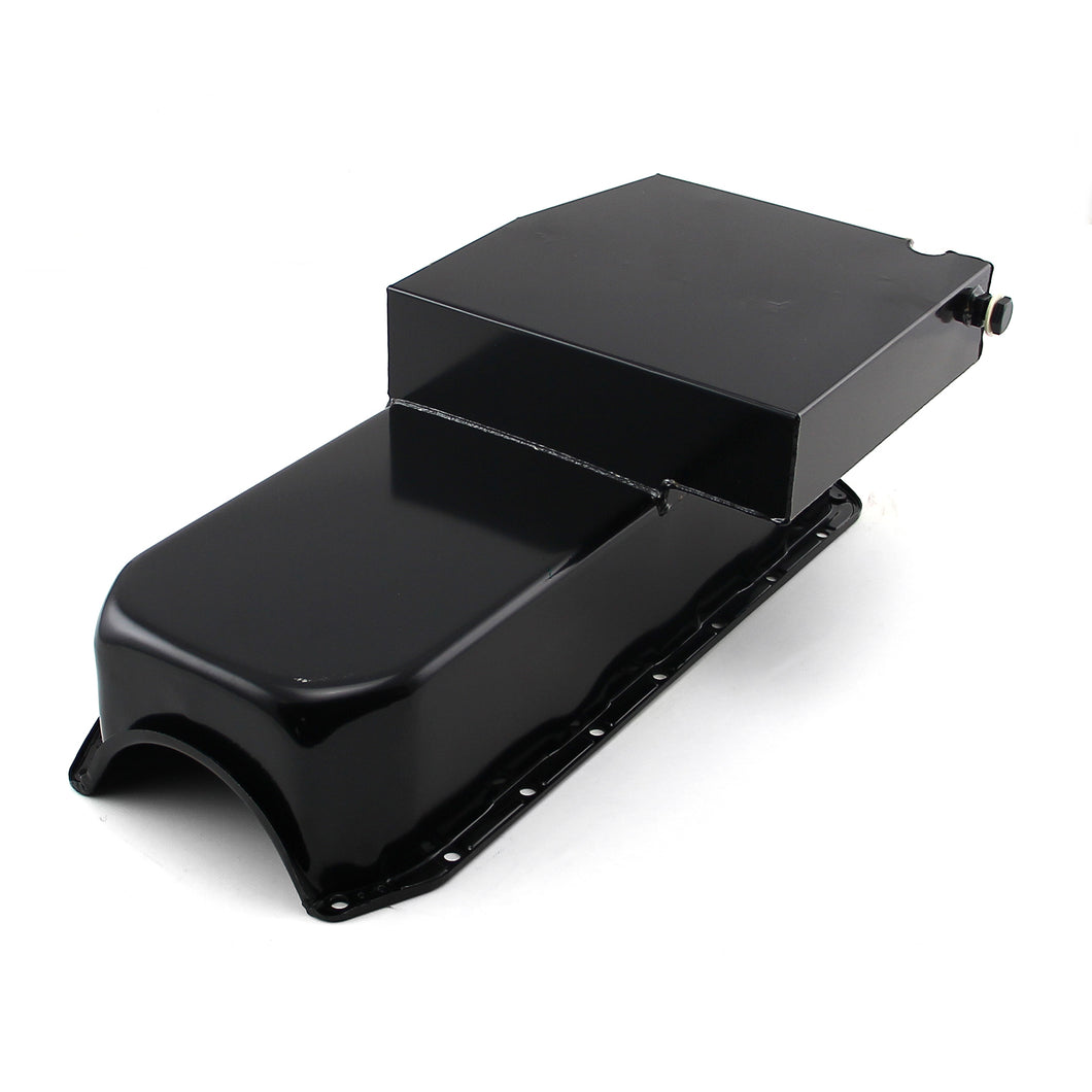 Chevy SBC 350 2Pcs Rms 1955-79 D/Side 7Qt Circle Track Oil Pan [Black]