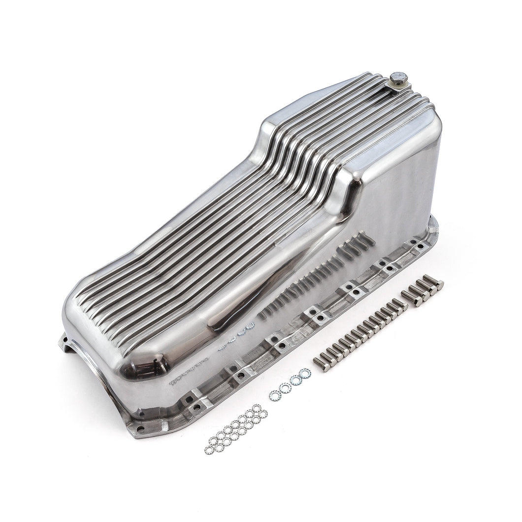Chevy SBC 350 2Pcs Rms 1955-79 D/Side Polished Finned Aluminum Oil Pan