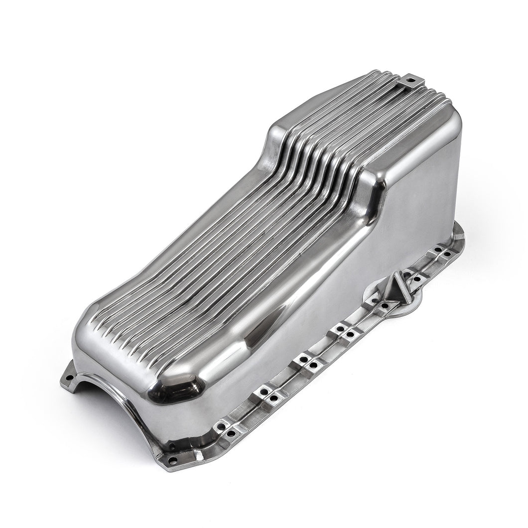 Chevy SBC 350 2Pcs Rms 1980-85 P/Side Polished Finned Aluminum Oil Pan