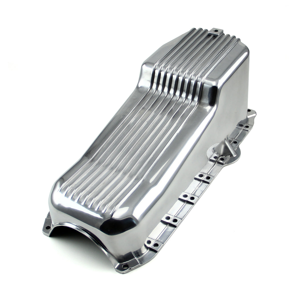 Chevy SBC 350 1Pcs Rms 1986-Up P/Side Polished Finned Aluminum Oil Pan