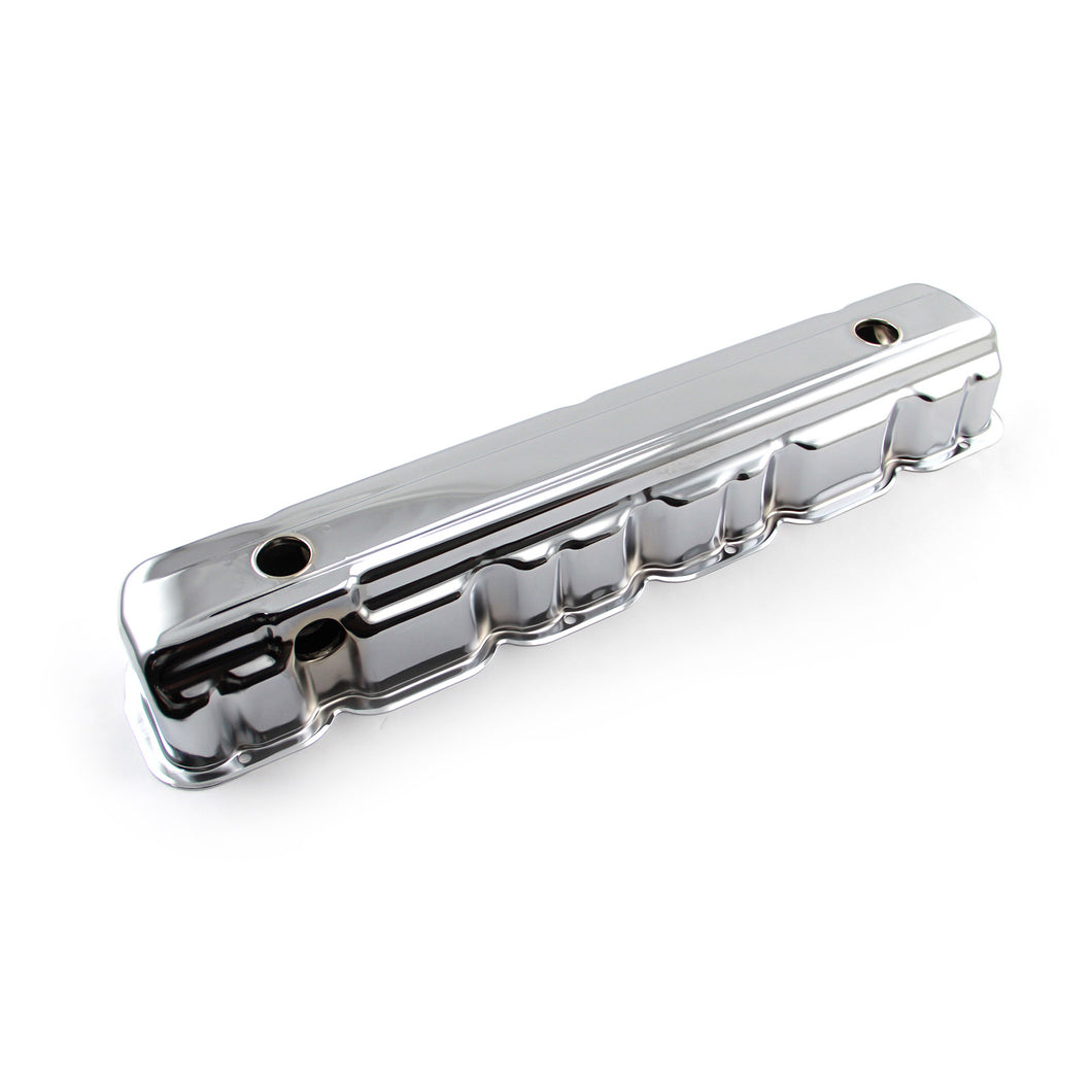 Chevy 194 230 250 293 1962-74 Chrome Steel Valve Cover - Short w/ Baffled Hole