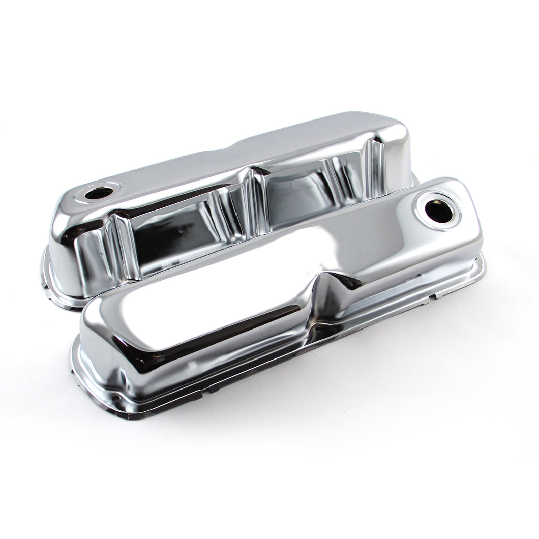 Ford SB 289 302 351 Windsor Chrome Steel Valve Covers 3 1/2