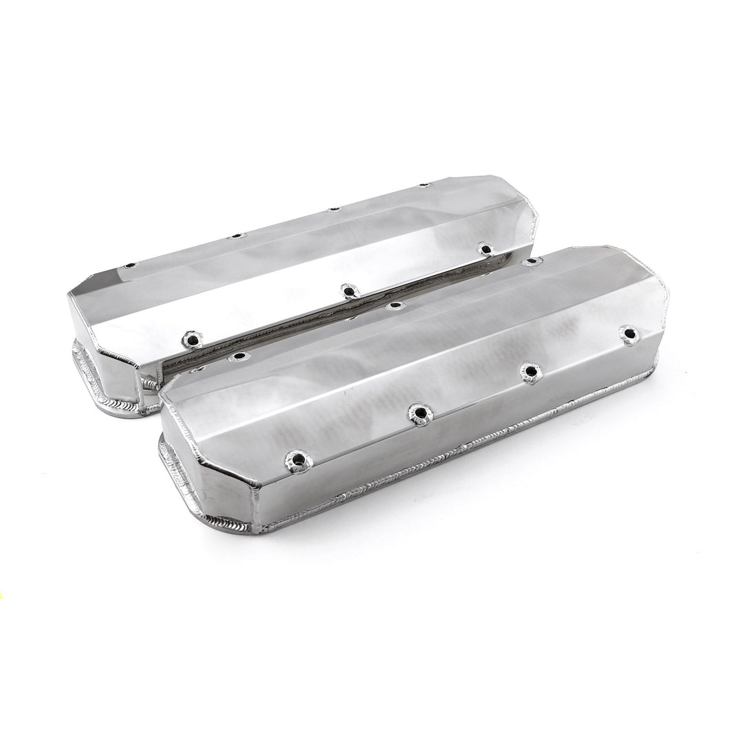 Chevy BBC 454 Long Bolt Fabricated Valve Covers Polished Tall w/o Hole