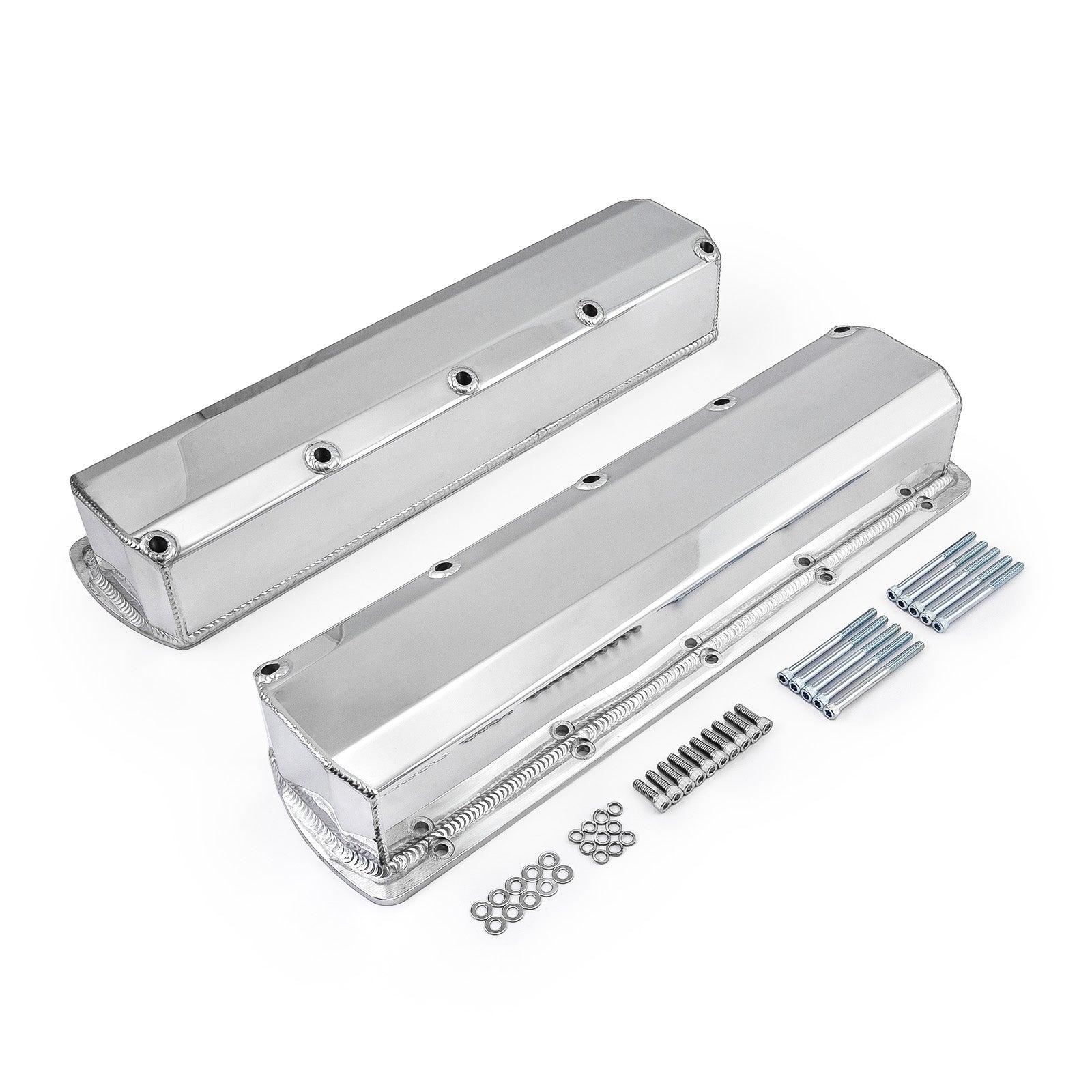 Polished Aluminum Valve Cover Set For Oldsmobile V8 350, 400, 425, 455 – With Hardware