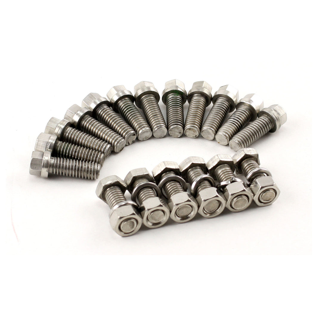 Chevy SBC 350 6 Point Zinc Steel Exhaust Header & Flange Bolt Set