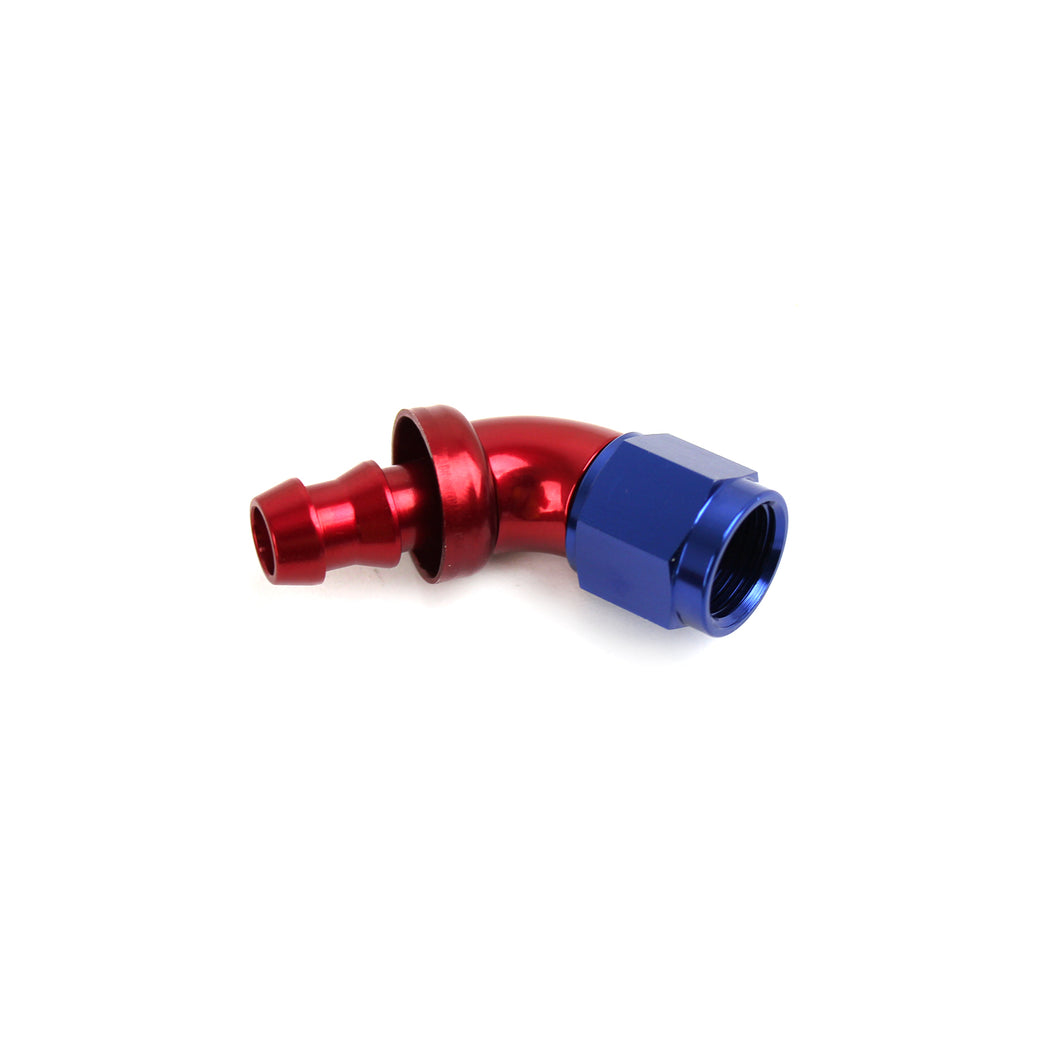 Push Lock Hose End Fitting 60 Degree -6 AN Red/Blue Anodized Aluminum