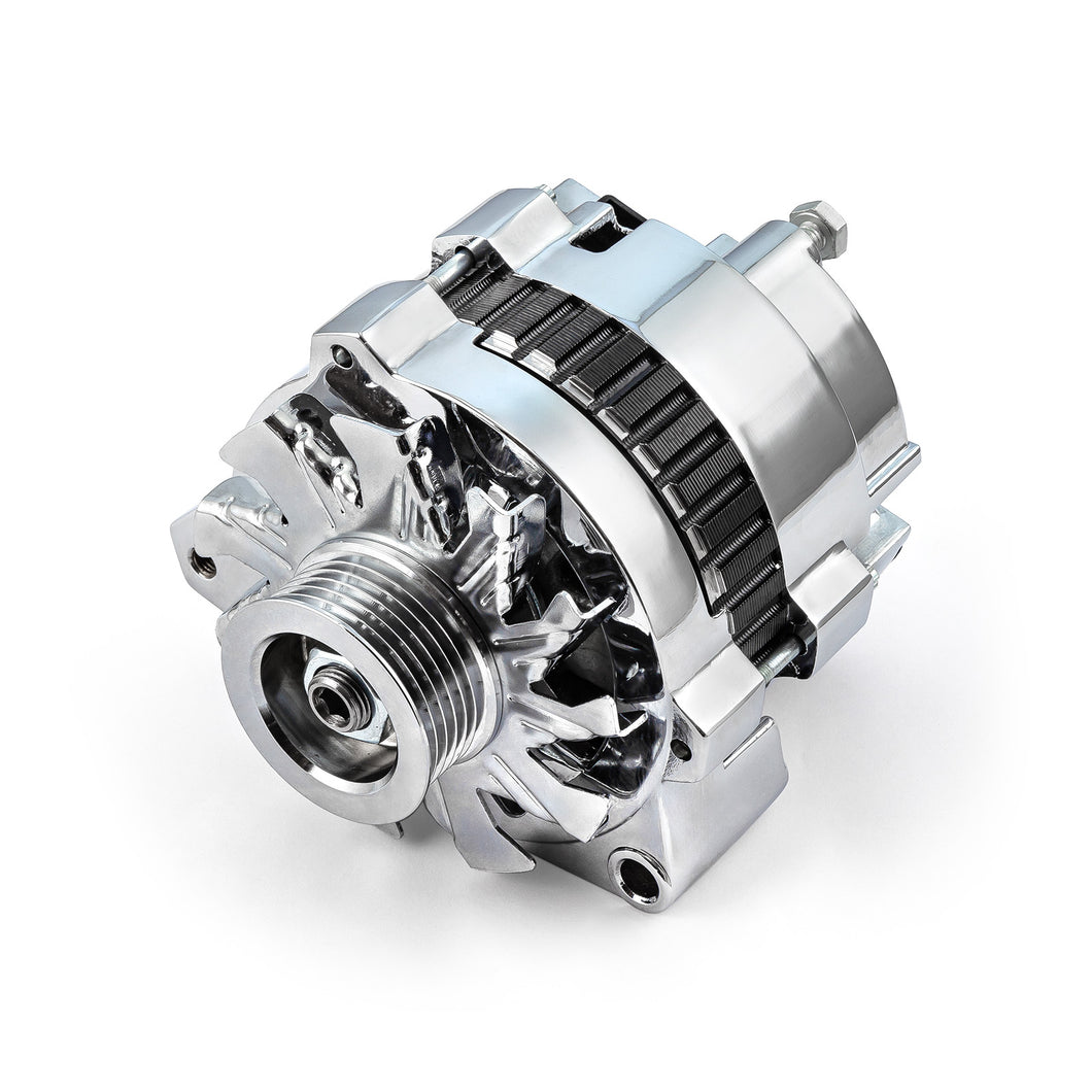 Chevy Gm Left Mount Serpentine 130 Amp High Output Chrome Alternator