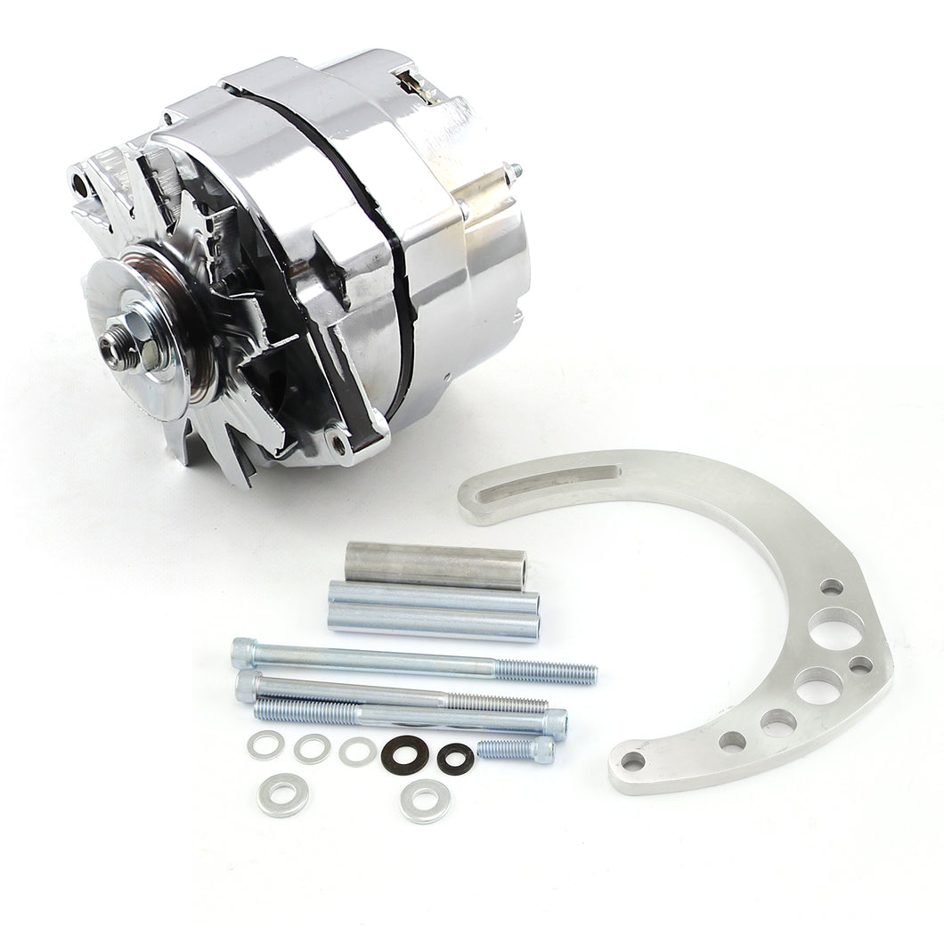 Chevy SBC 350 100 Amp 1 Wire Alternator & Low Mount Electric Pump Bracket Kit