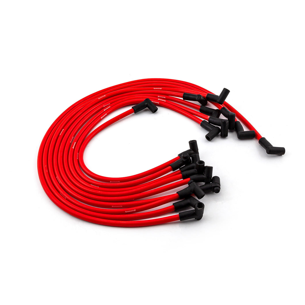 Universal 90 Deg to 90 Deg Under Covers Male Red Spark Plug Wires Suits Chevy