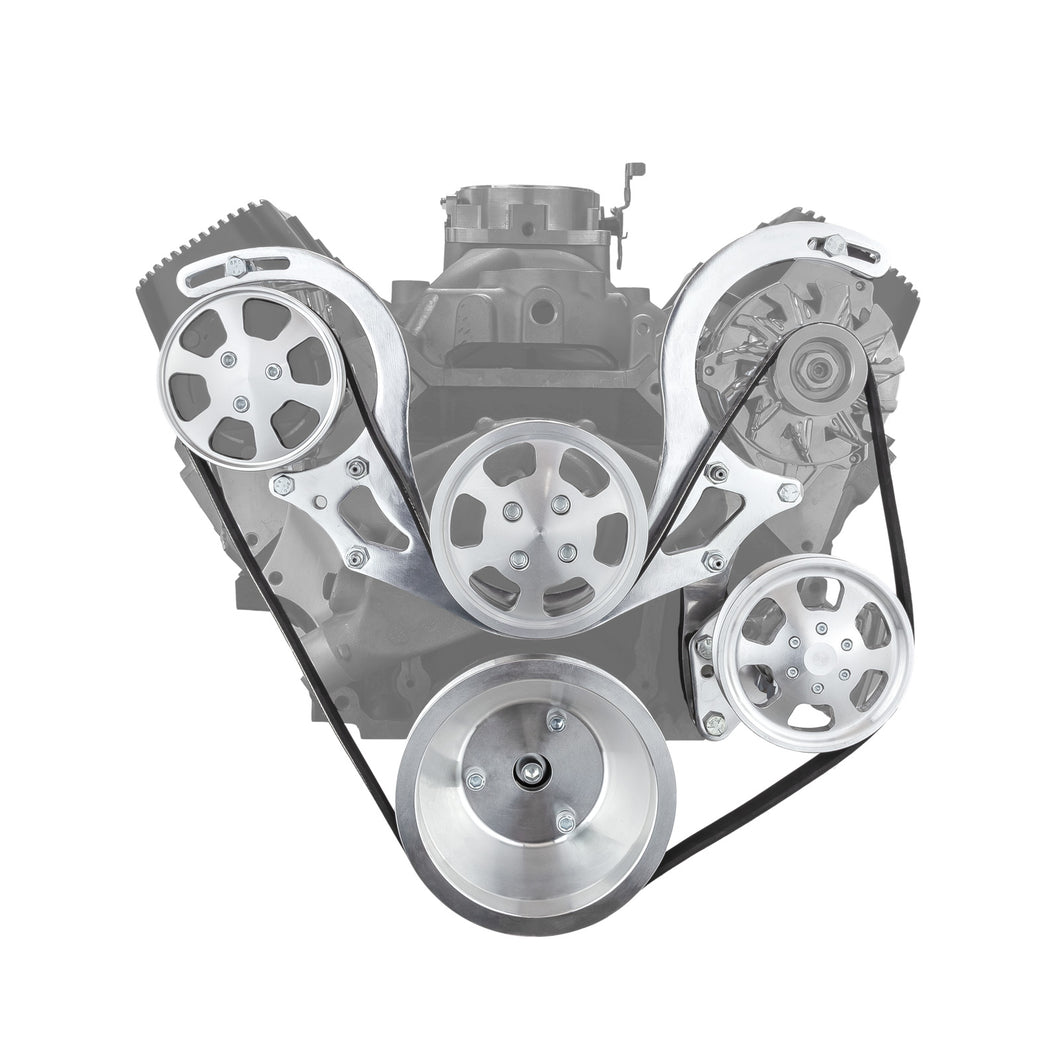 Chevy BBC 454 Aluminum Complete Serpentine Engine Pulley Kit - Polished