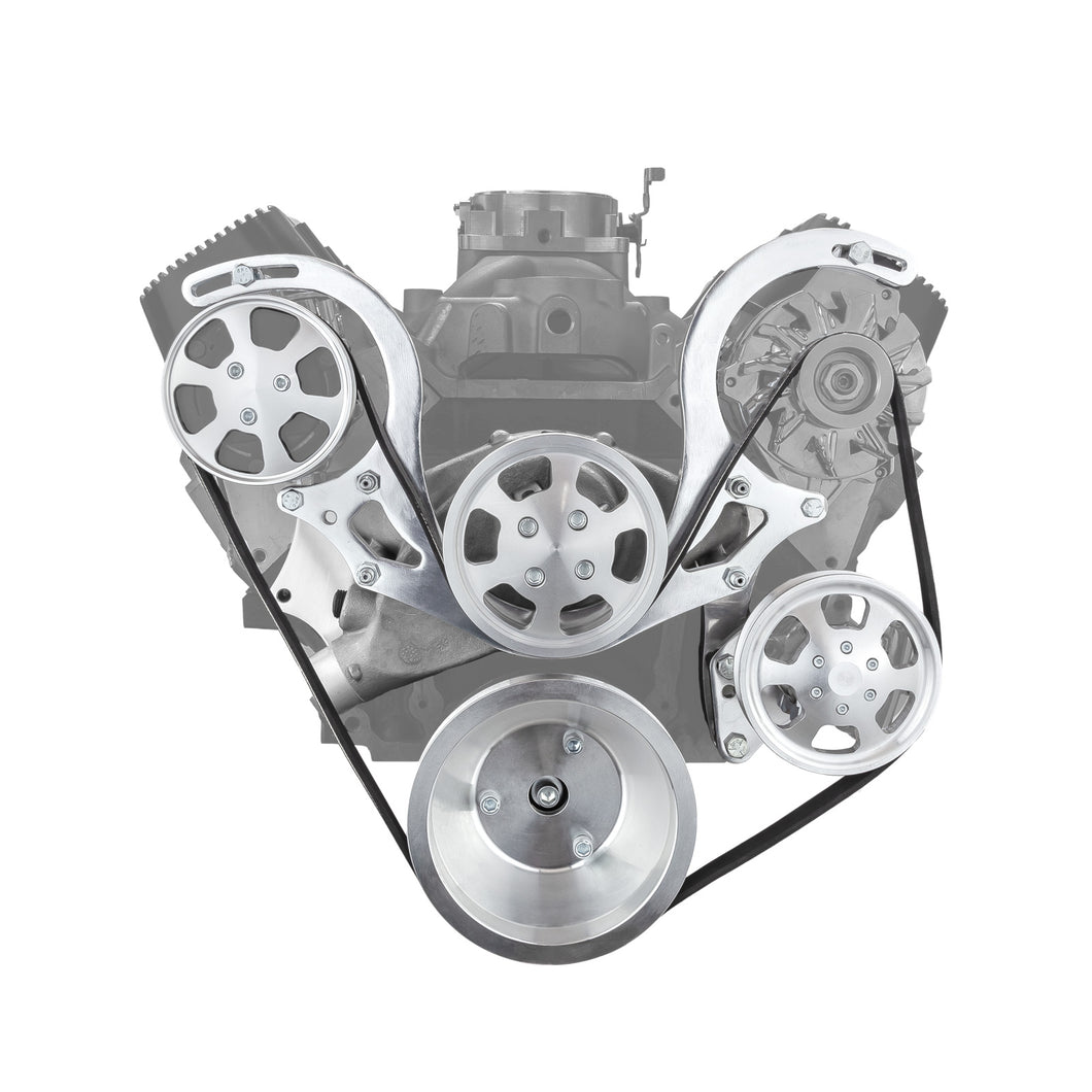 Chevy BBC 454 Polished Aluminum Serpentine Engine Pulley & Short Water Pump Kit