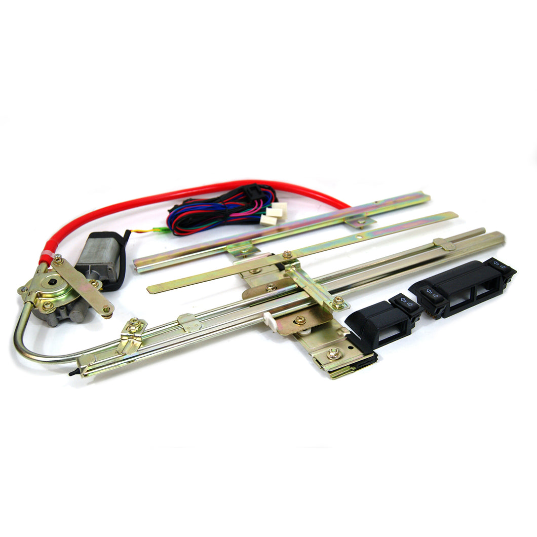 2 Door Flat Glass Power Window Kit w/ Switches