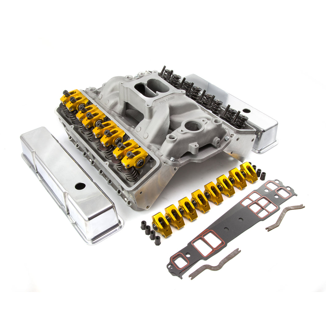 Chevy SBC 350 Angle Plug Solid FT Cylinder Head Top End Engine Combo Kit