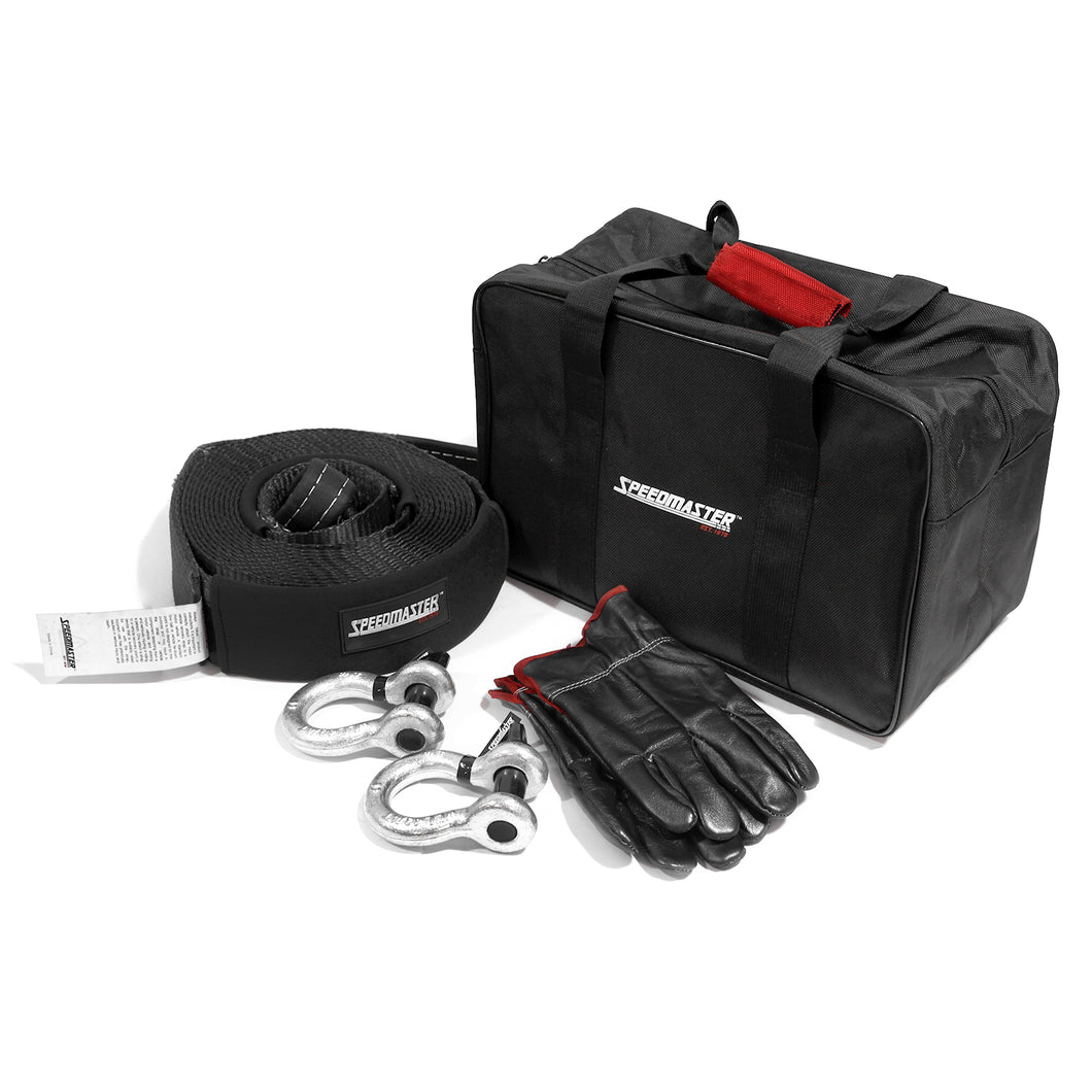 4WD Winch Recovery Kit (Shackle Straps Gloves Bag) 5pc