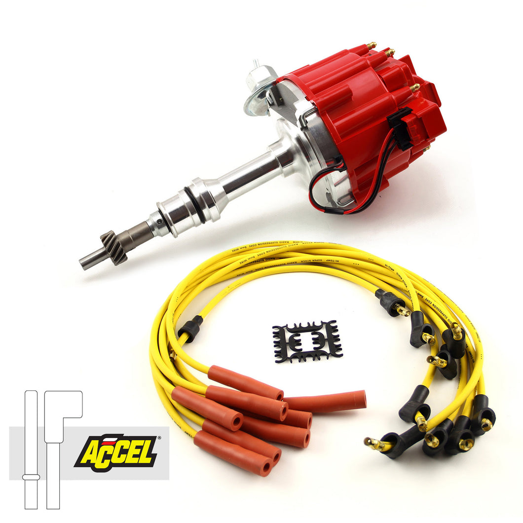 Ford SB 289 302 Windsor HEI Distributor Accel Spark Plug Wire Ignition Combo Kit