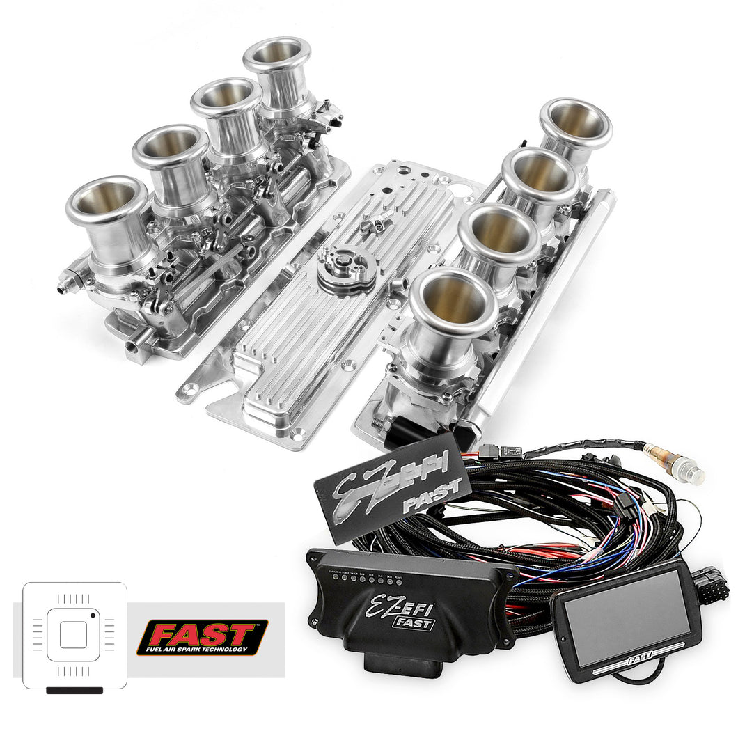 Chevy GM LS1 Downdraft + FAST EZ-EFI 2.0 Fuel Injection System - Polished