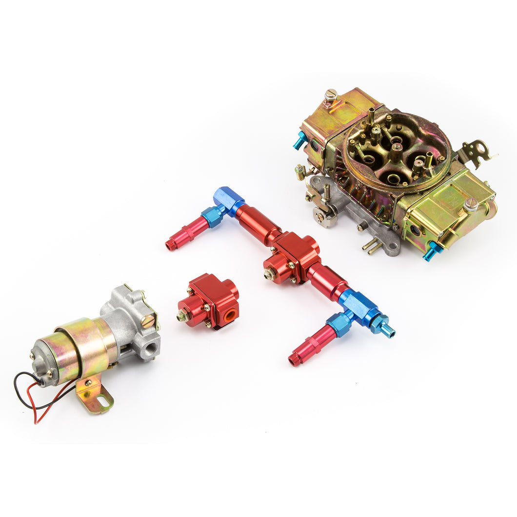 750 CFM Full Zinc 4-Bbl Mechanical Secondary Carburetor & Fuel Pump Combo