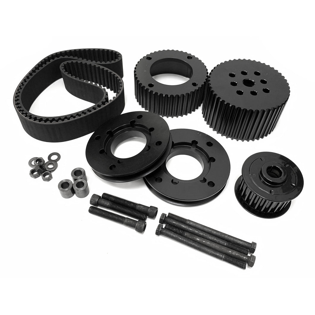 Holden 253 304 308 Gilmer Drive Kit w/Powersteering and AC Pulley [Black]